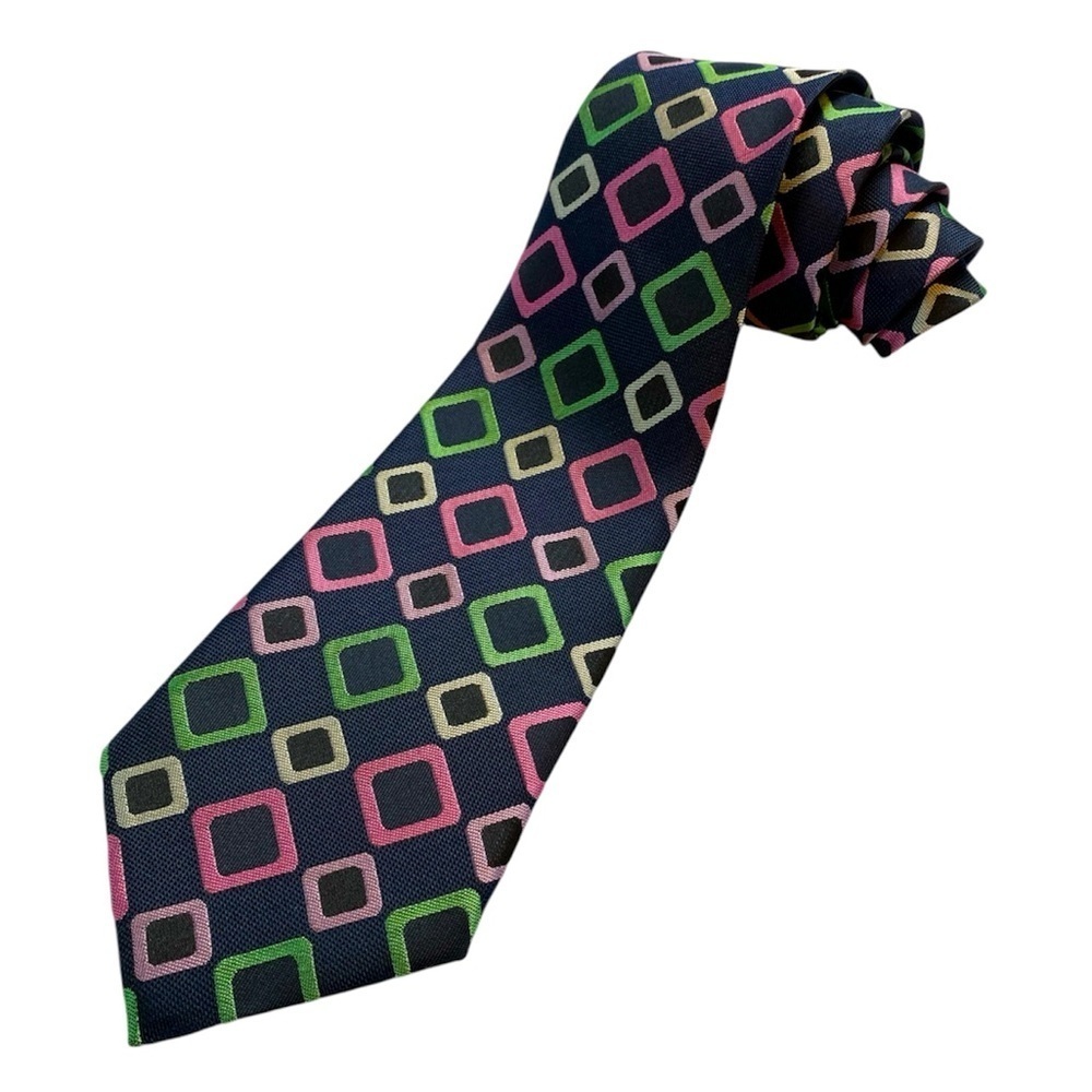 Vintage 1980s Giorgio Armani 100% Silk Contemporary Abstract Geometric Tie
